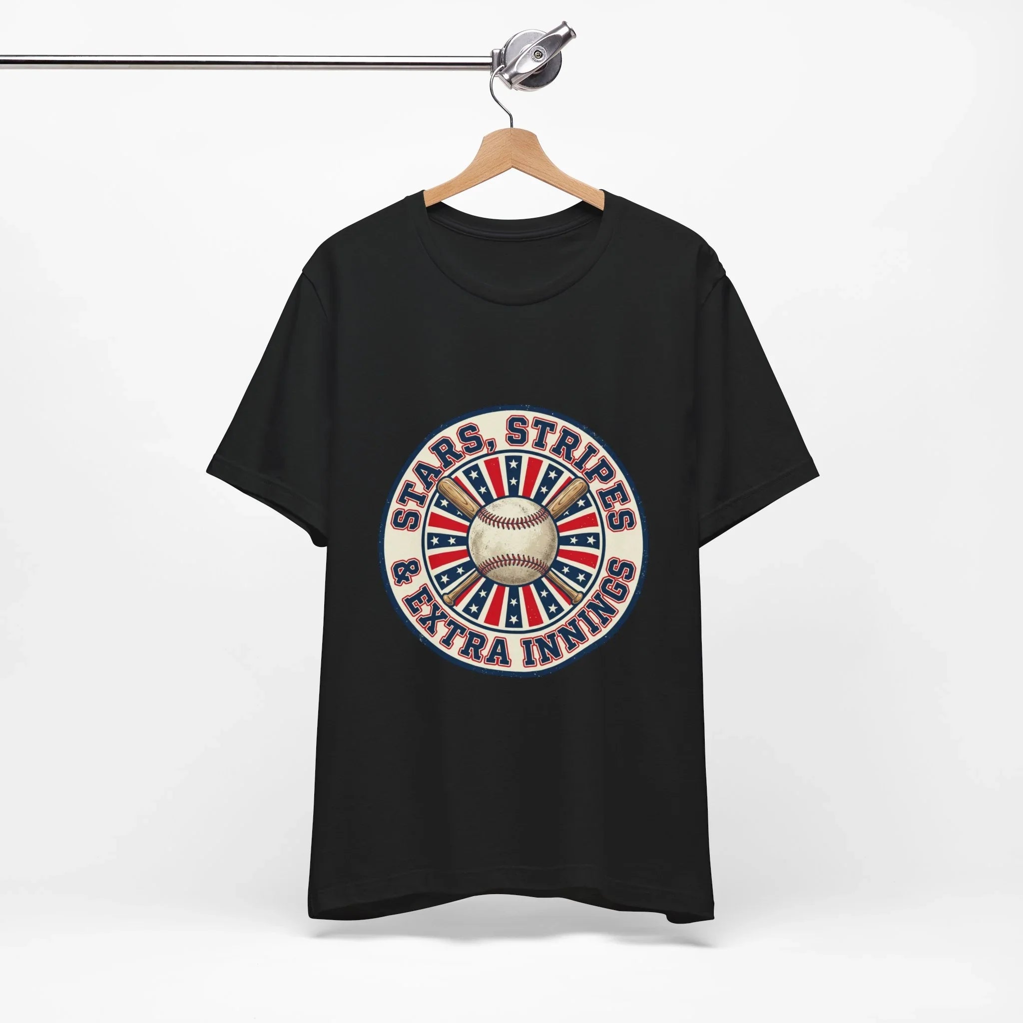 Stars Stripes & Extra Innings Baseball Tee | Patriotic baseball shirt, vintage ballpark aesthetic Printify