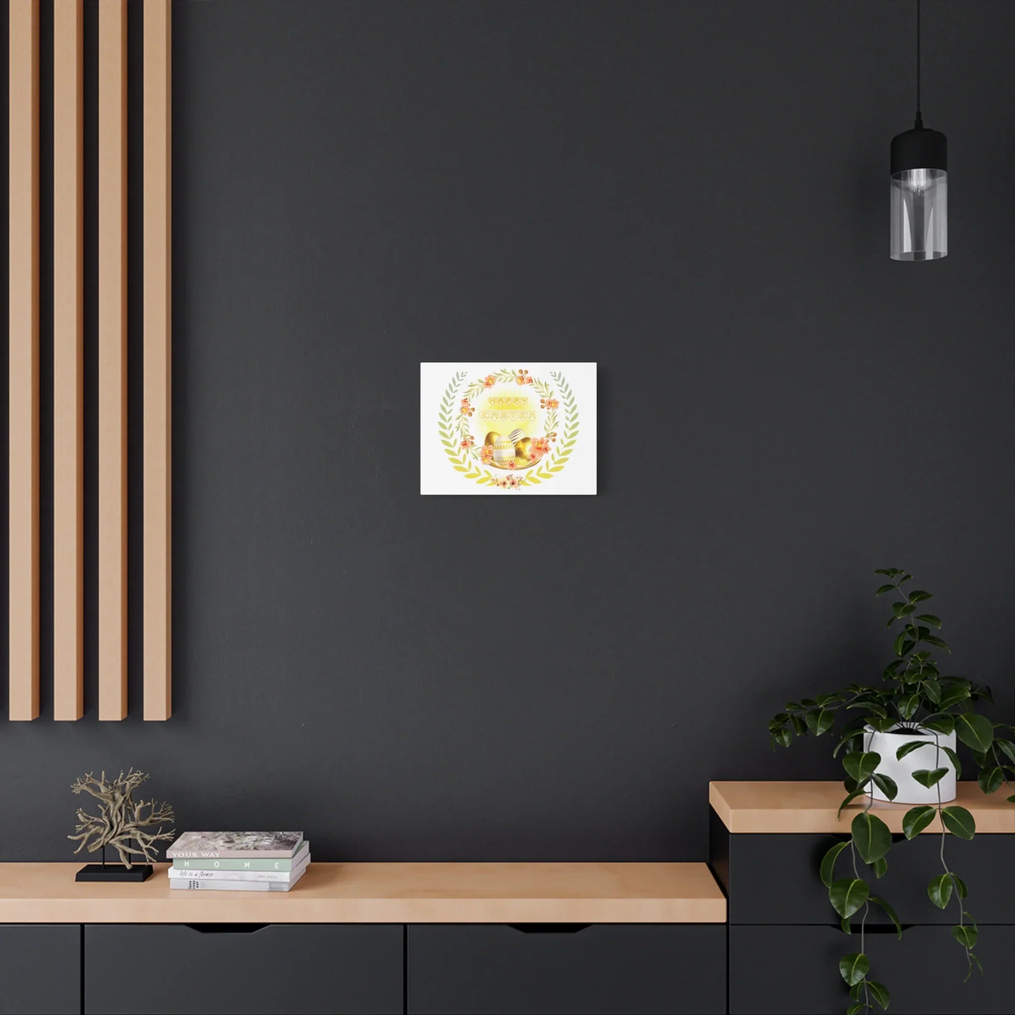 Happy Easter wreath Easter Canvas | Matte stretched wall art Printify