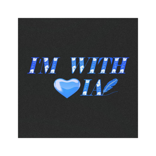 Car Magnet — "I'M WITH IA" Artistic Blue Heart Vehicle Sticker Design Printify