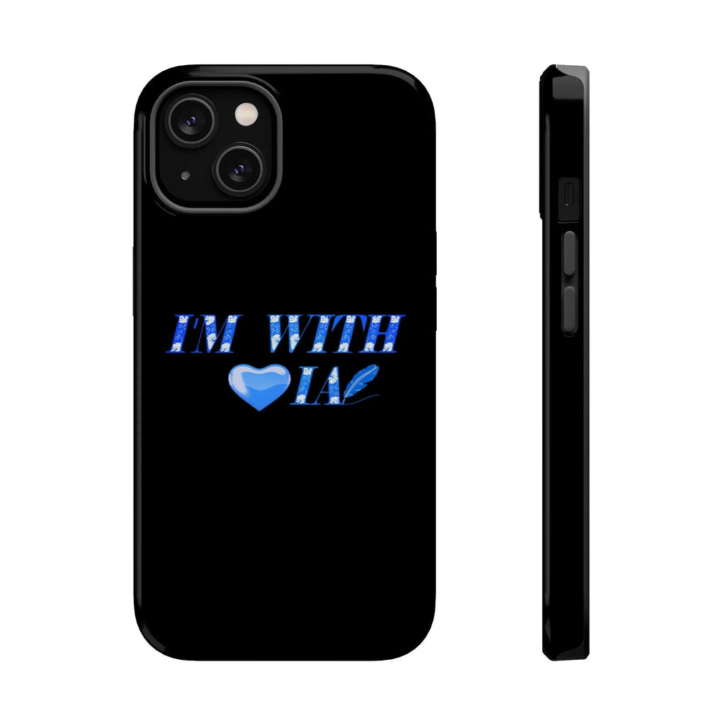 AI Phone Case — "I'm With IA" Blue Heart Magnetic Impact-Resistant Case Printify