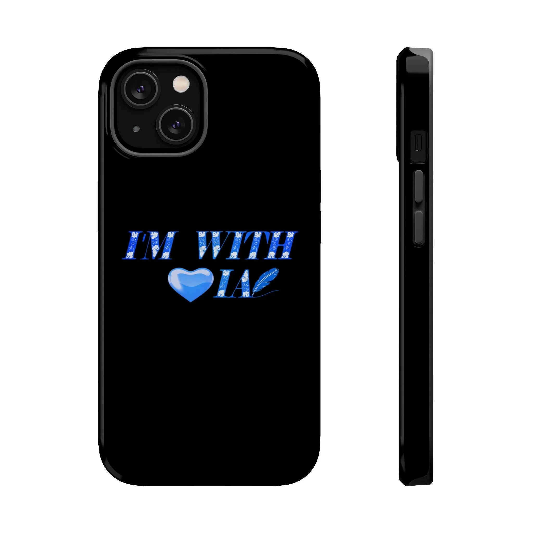 AI Phone Case — "I'm With IA" Blue Heart Magnetic Impact-Resistant Case Printify