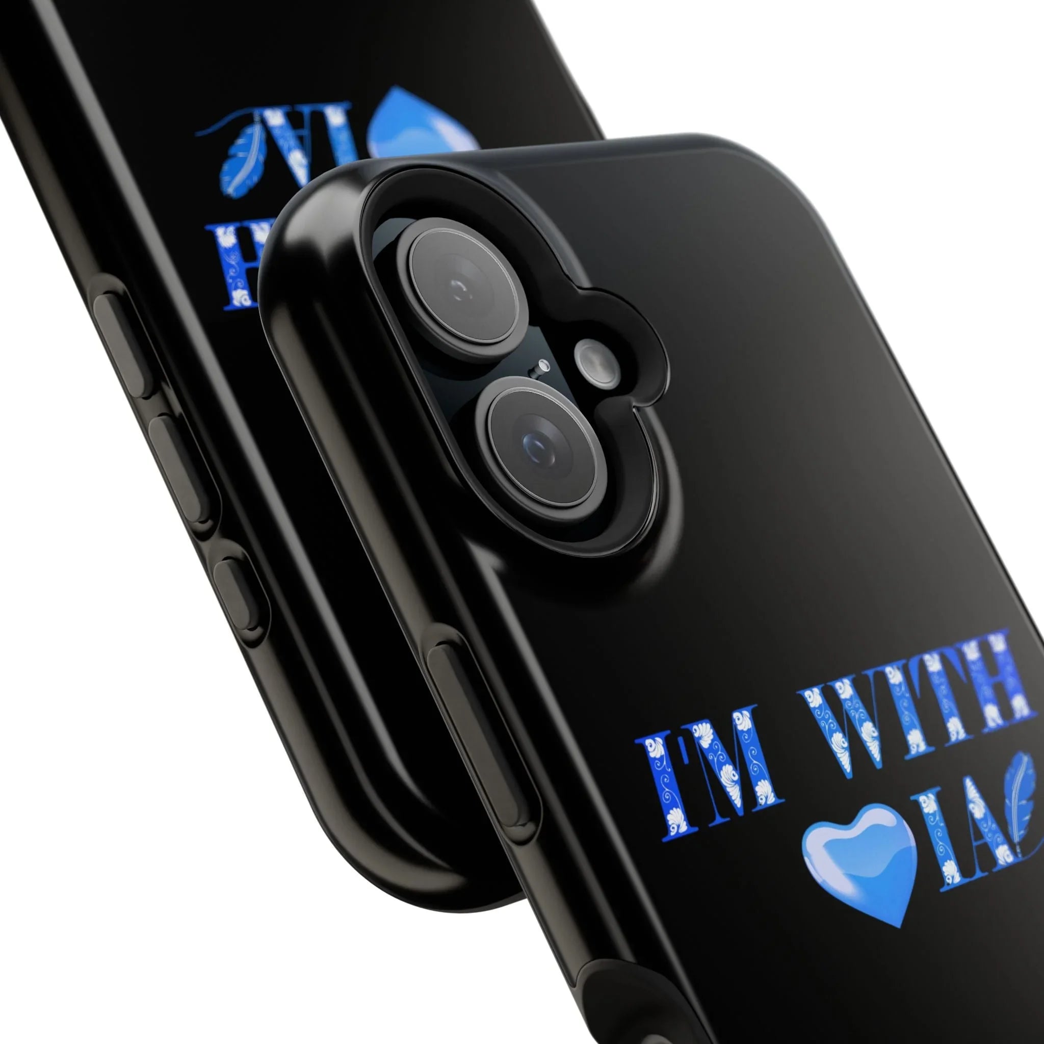 AI Phone Case — "I'm With IA" Blue Heart Magnetic Impact-Resistant Case Printify