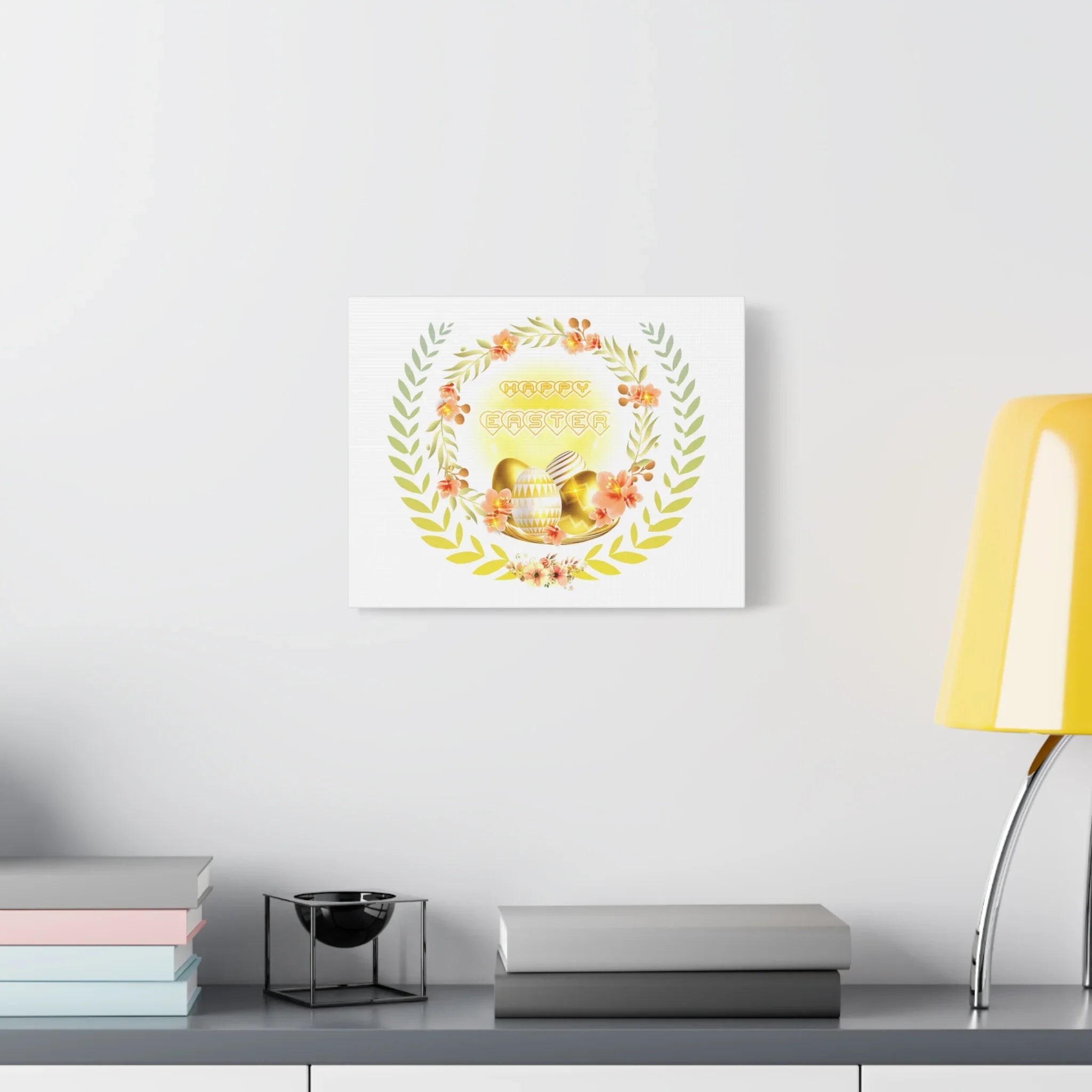 Happy Easter wreath Easter Canvas | Matte stretched wall art Printify