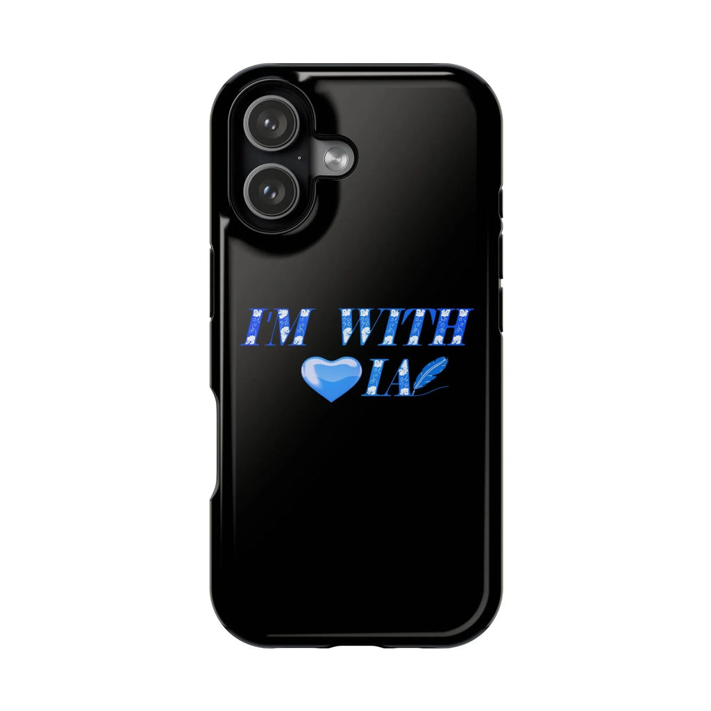 AI Phone Case — "I'm With IA" Blue Heart Magnetic Impact-Resistant Case Printify