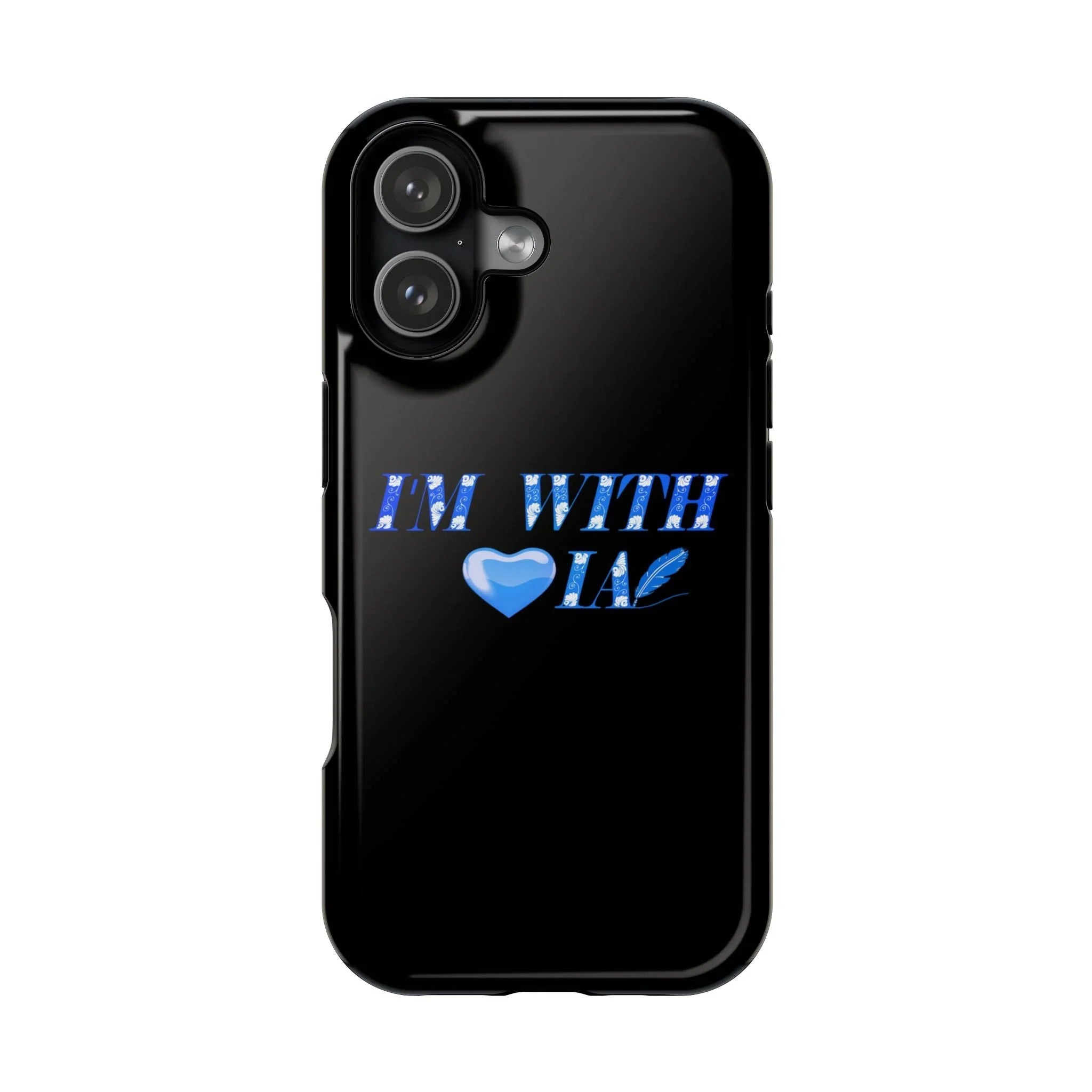 AI Phone Case — "I'm With IA" Blue Heart Magnetic Impact-Resistant Case Printify