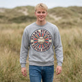 Stars & Stripes Baseball Crewneck Sweatshirt | Vintage patriotic baseball graphic, red white blue Printify
