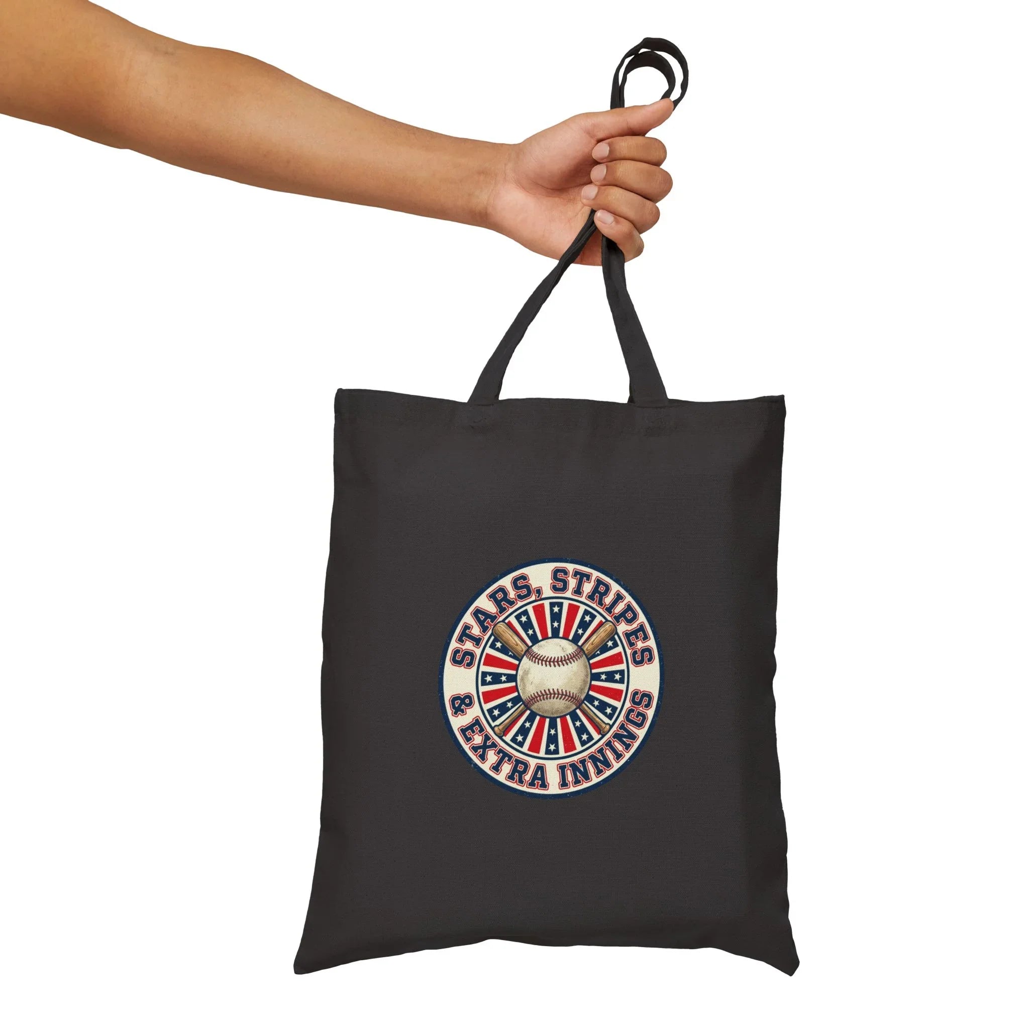 Vintage Patriotic Baseball Emblem Tote | Red White Blue Ballpark Aesthetic Printify
