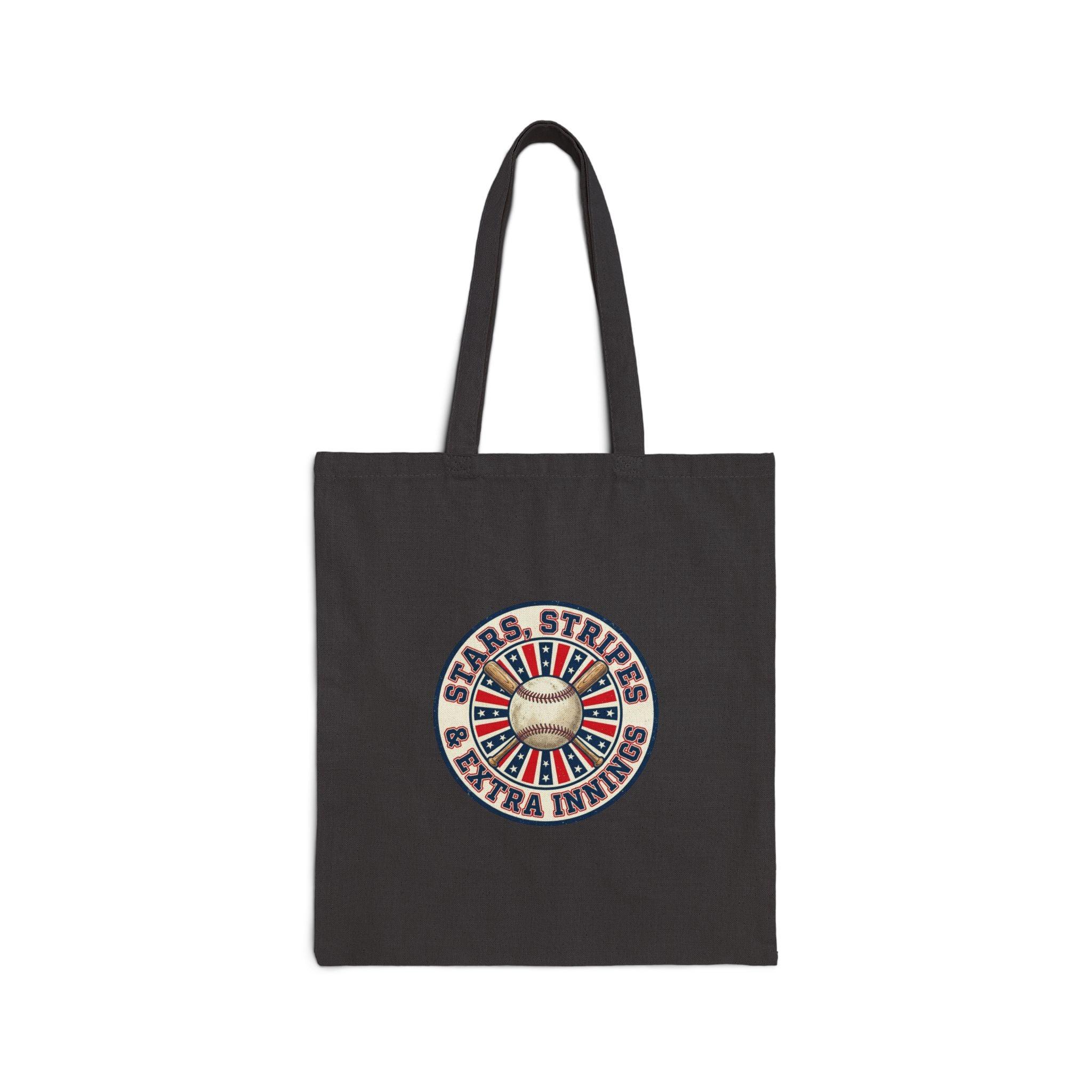 Vintage Patriotic Baseball Emblem Tote | Red White Blue Ballpark Aesthetic Printify