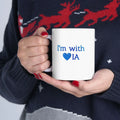 Mug en céramique AI — "Je suis avec l'IA" Cœur bleu et texte Tasse à café (325 ml, 444 ml)