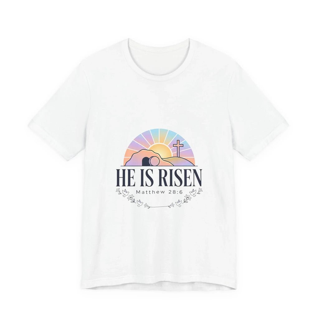 He Is Risen Tee | Easter shirt, Christian apparel, resurrection scripture shirt Printify