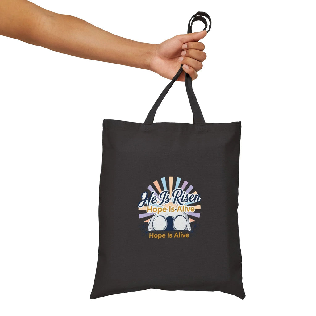 He Is Risen Tote | Christian Easter Canvas Tote, Resurrection Faith Design Printify