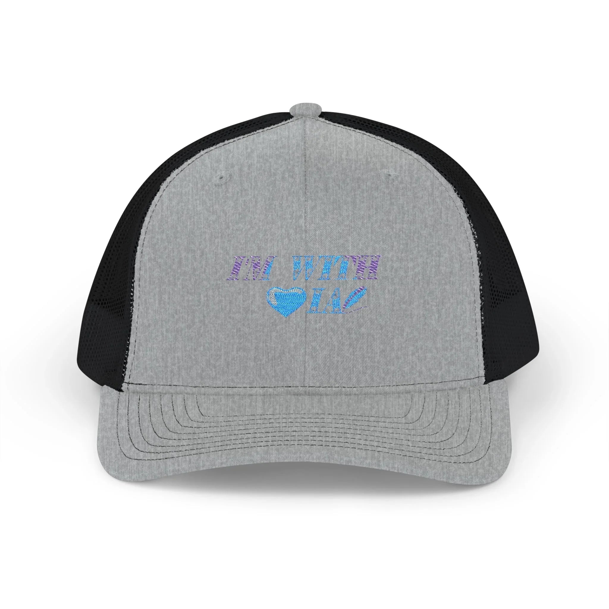 Trucker Cap — "I'm With IA" Heart Graphic Snapback Printify