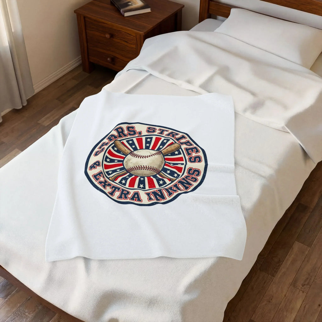 Stars & Stripes Baseball Blanket | Patriotic Vintage Ballpark Aesthetic Printify