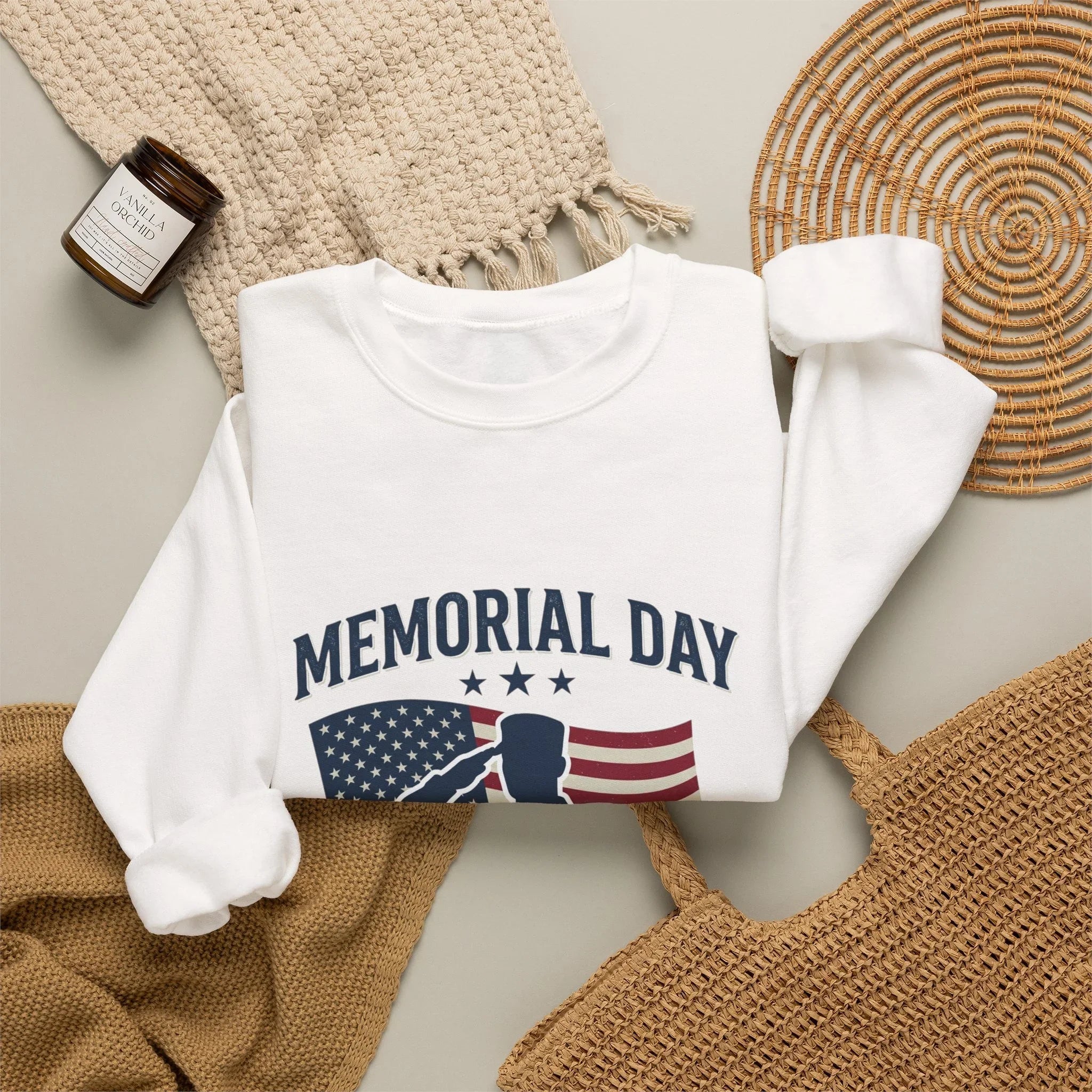 Memorial Day USA Crewneck Sweatshirt | vintage distressed patriotic Printify