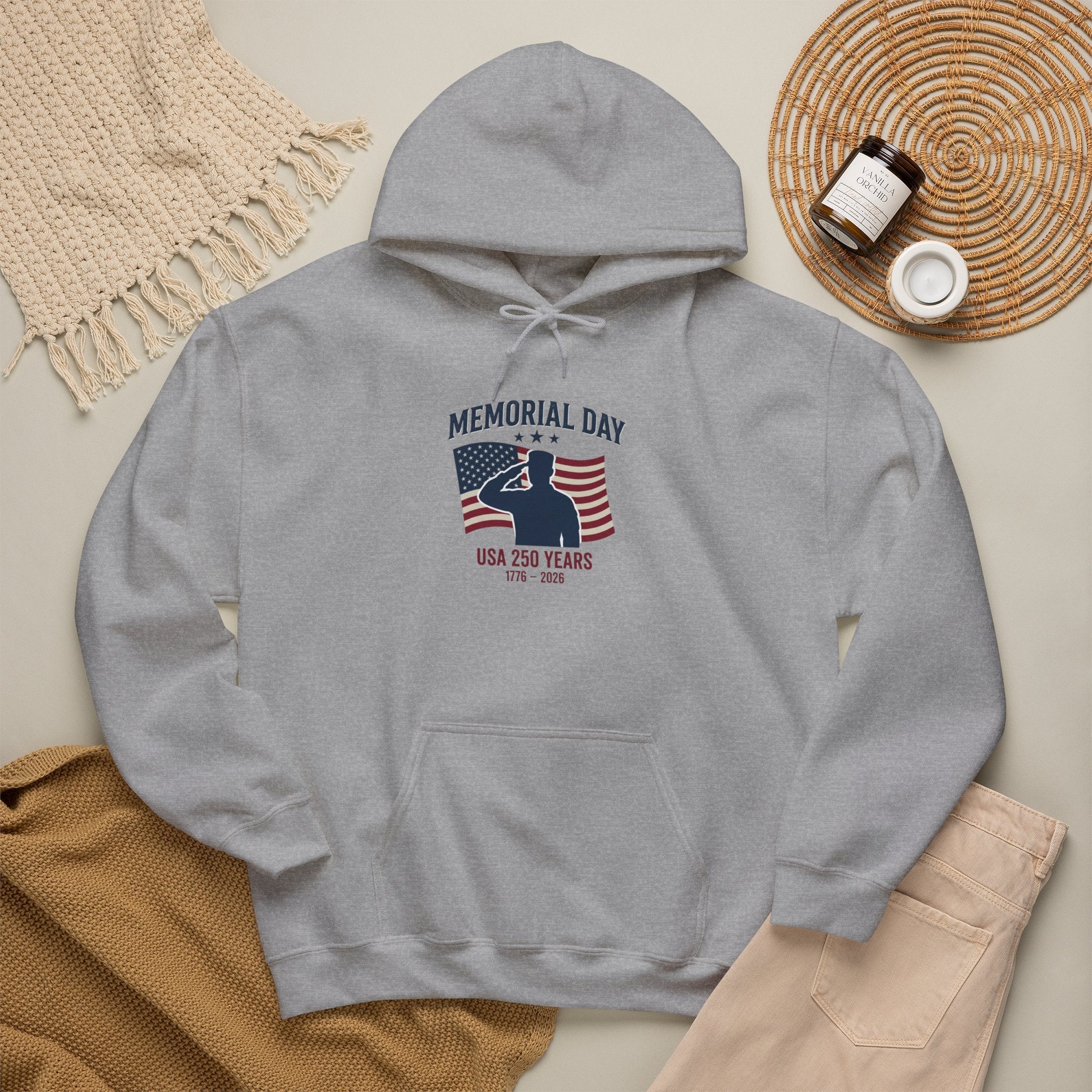 Memorial Day USA 250 Hoodie | Vintage Distressed Patriotic Printify