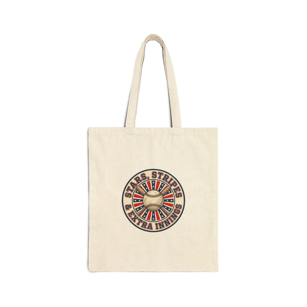 Vintage Patriotic Baseball Emblem Tote | Red White Blue Ballpark Aesthetic Printify