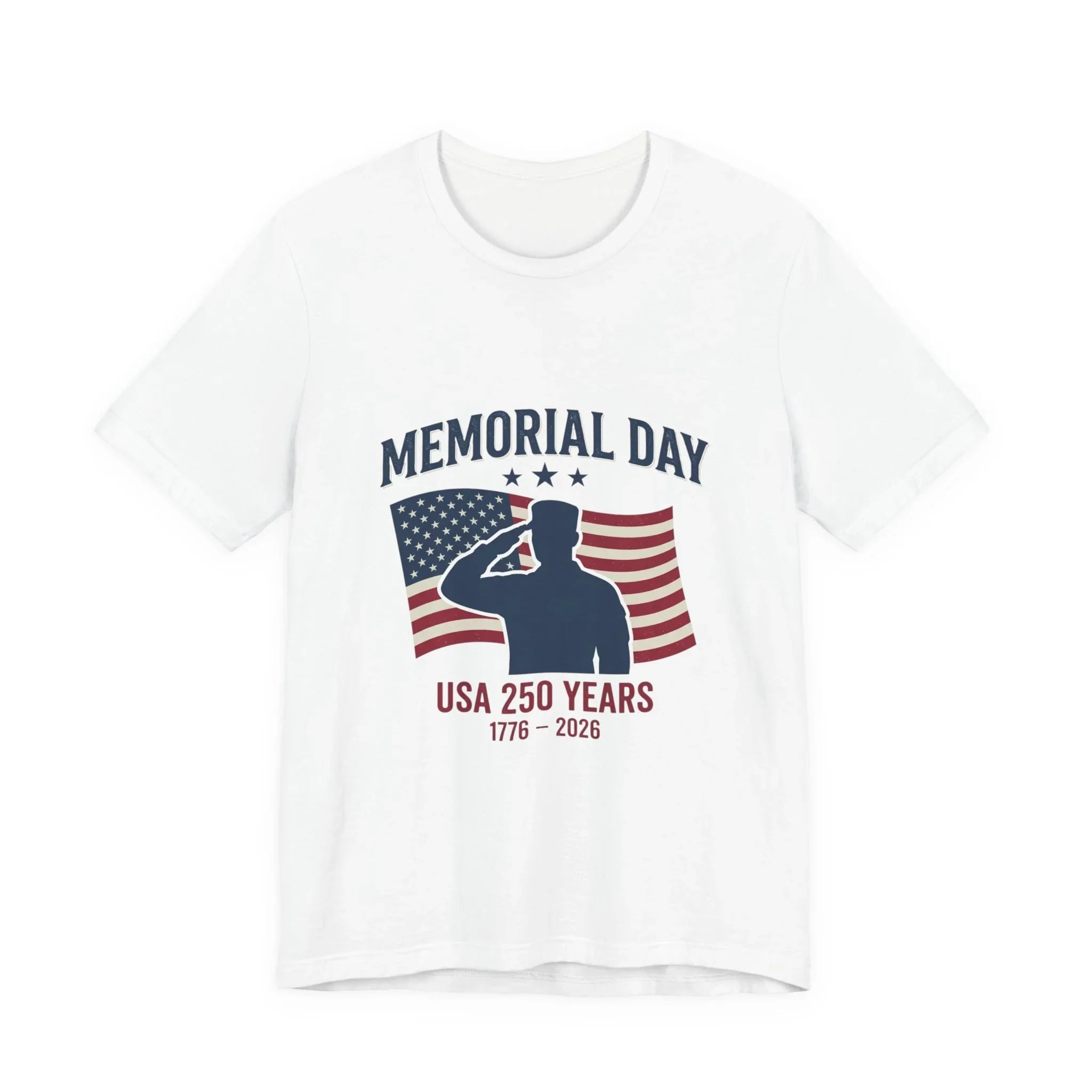 USA 250 Memorial Day Salute T-Shirt | Patriotic Flag Tribute Printify