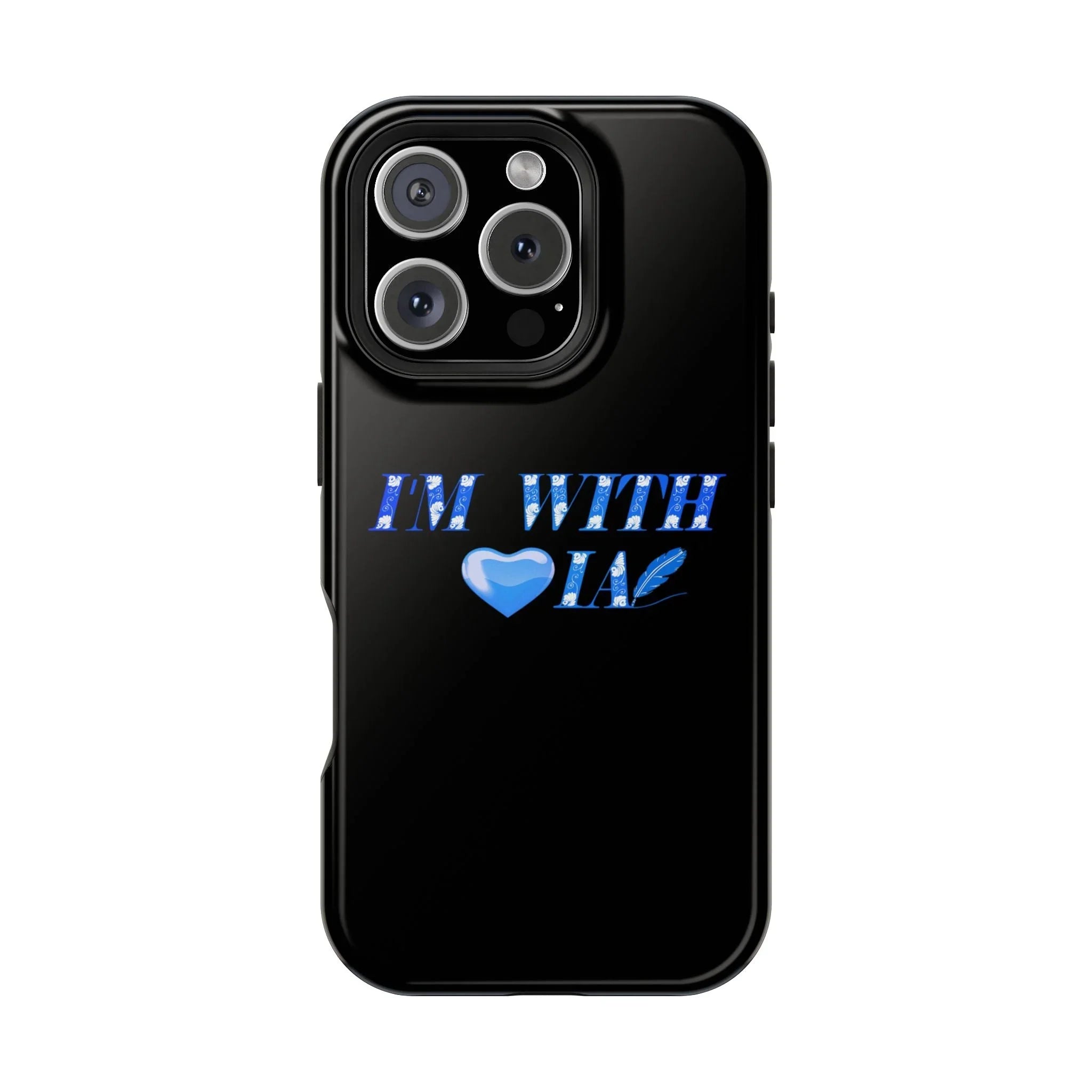 AI Phone Case — "I'm With IA" Blue Heart Magnetic Impact-Resistant Case Printify