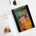 Happy Spring floral cover Spiral Notebook | Pink flowers, bird, butterflies Printify