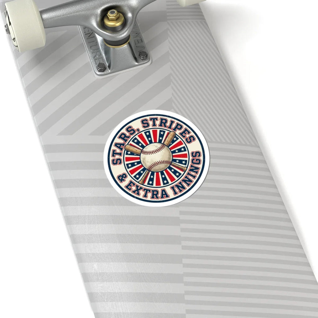 Stars Stripes Extra Innings Sticker | Vintage Patriotic Baseball Graphic Printify