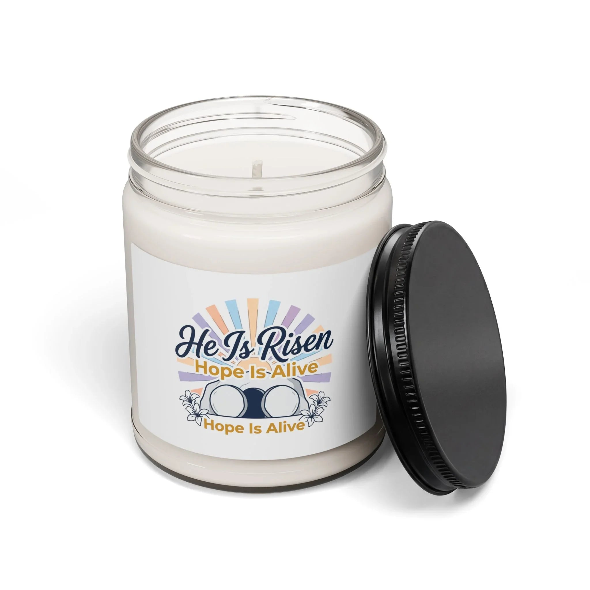 He Is Risen Soy Candle | Christian Easter, Resurrection, Hope-Is-Alive Printify