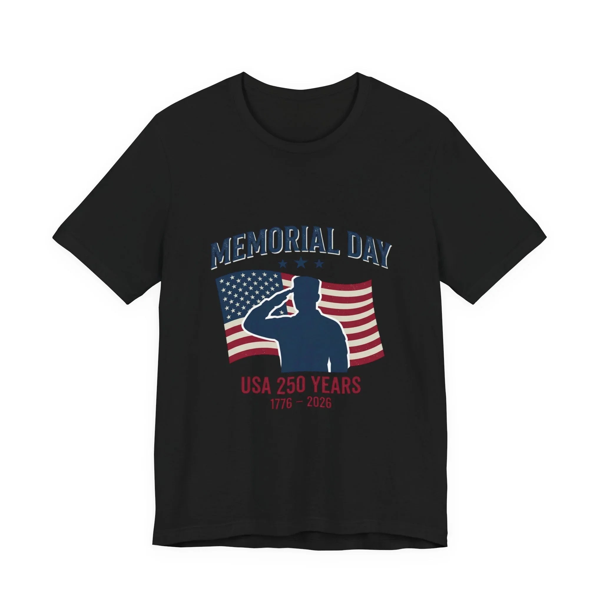 USA 250 Memorial Day Salute T-Shirt | Patriotic Flag Tribute Printify