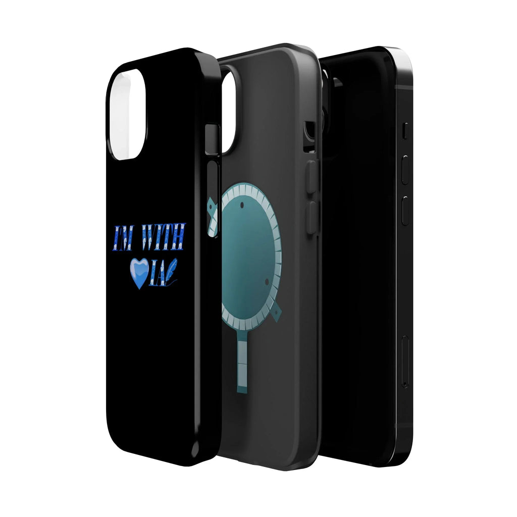 AI Phone Case — "I'm With IA" Blue Heart Magnetic Impact-Resistant Case Printify