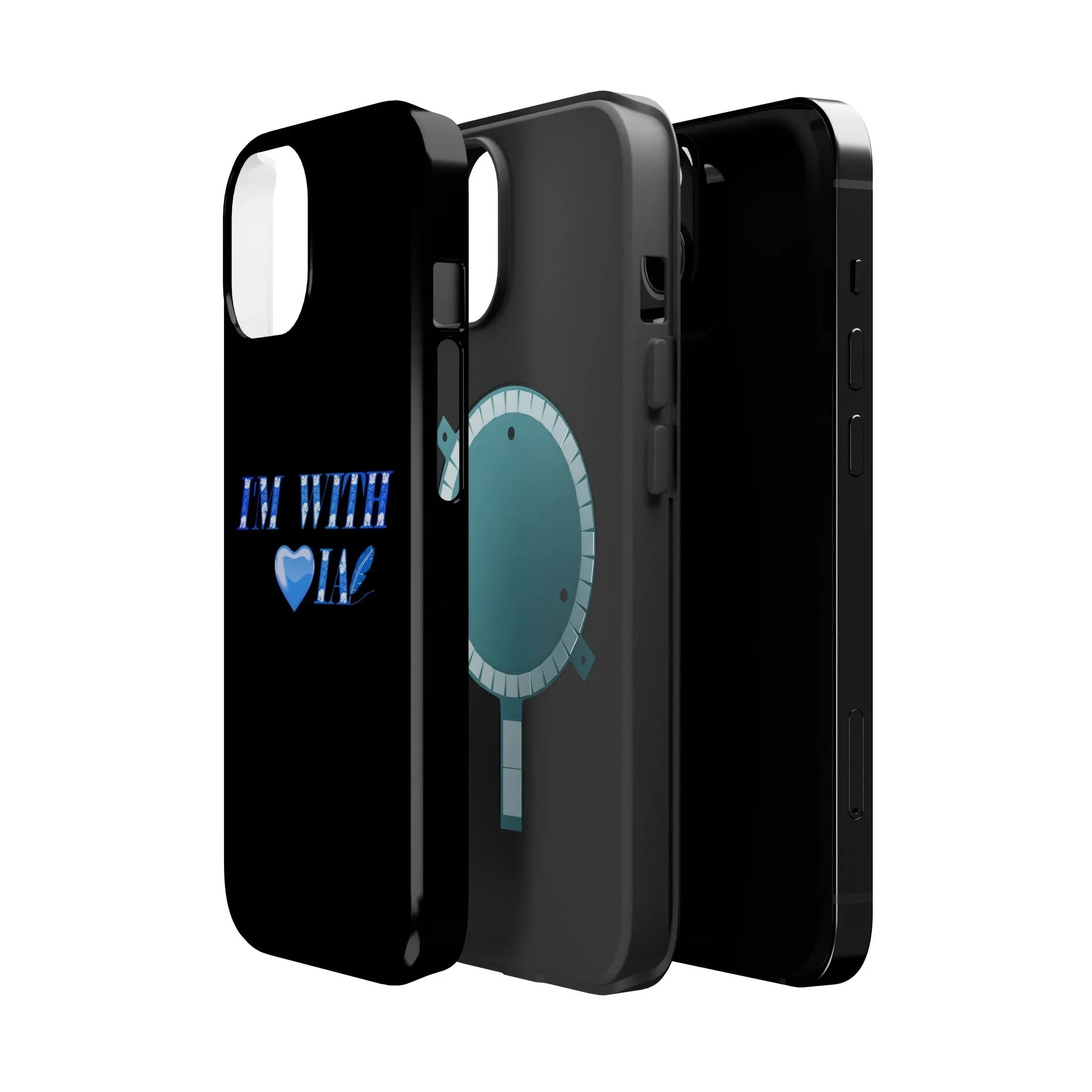 AI Phone Case — "I'm With IA" Blue Heart Magnetic Impact-Resistant Case Printify