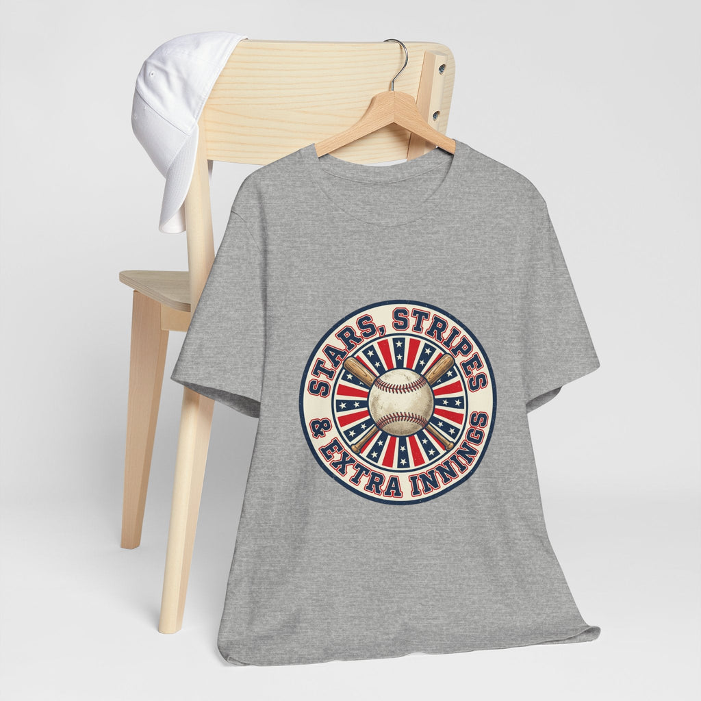 Stars Stripes & Extra Innings Baseball Tee | Patriotic baseball shirt, vintage ballpark aesthetic Printify
