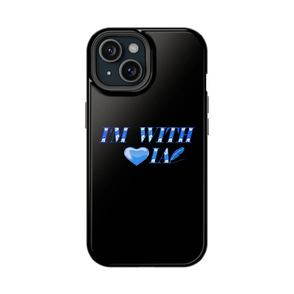 AI Phone Case — "I'm With IA" Blue Heart Magnetic Impact-Resistant Case Printify