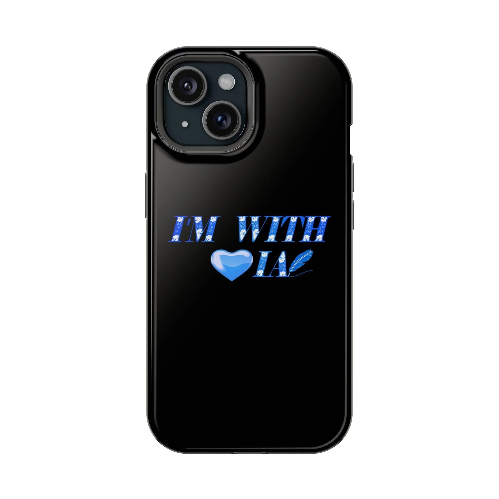 AI Phone Case — "I'm With IA" Blue Heart Magnetic Impact-Resistant Case Printify
