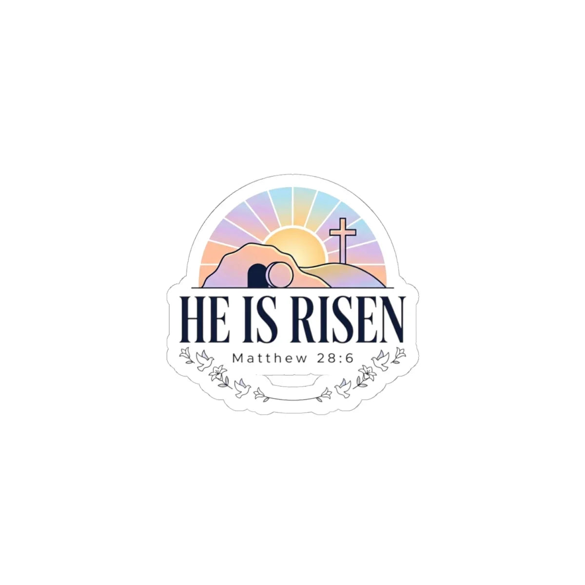 He Is Risen Sticker | Christian Easter, Matthew 28:6, Resurrection Vinyl Printify