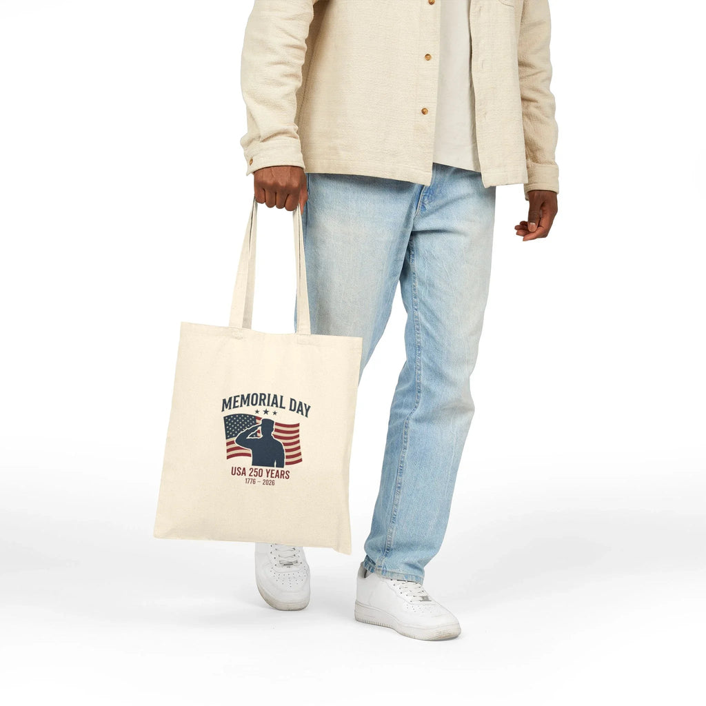 Memorial Day USA 250 Tote, Vintage Distressed Americana, Red White Blue Canvas Printify