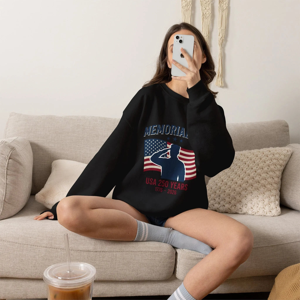 Memorial Day USA Crewneck Sweatshirt | vintage distressed patriotic Printify