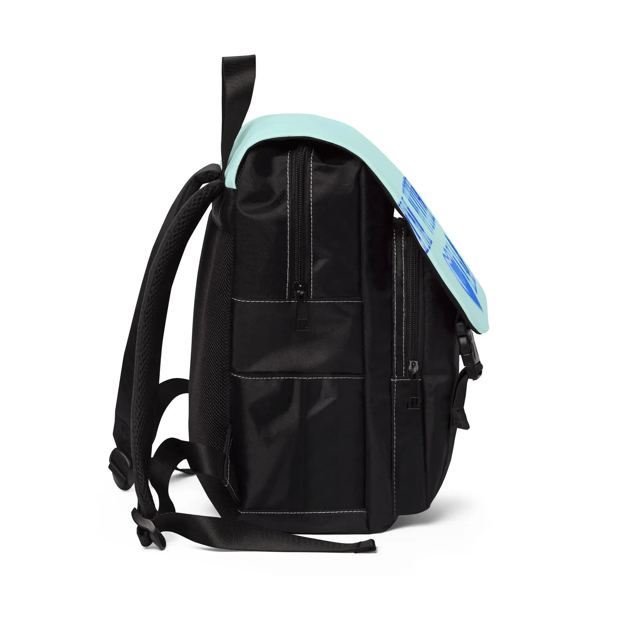 Sac à dos à bandoulière pour ordinateur portable et tablette — design cœur bleu « Je suis avec IA » Printify