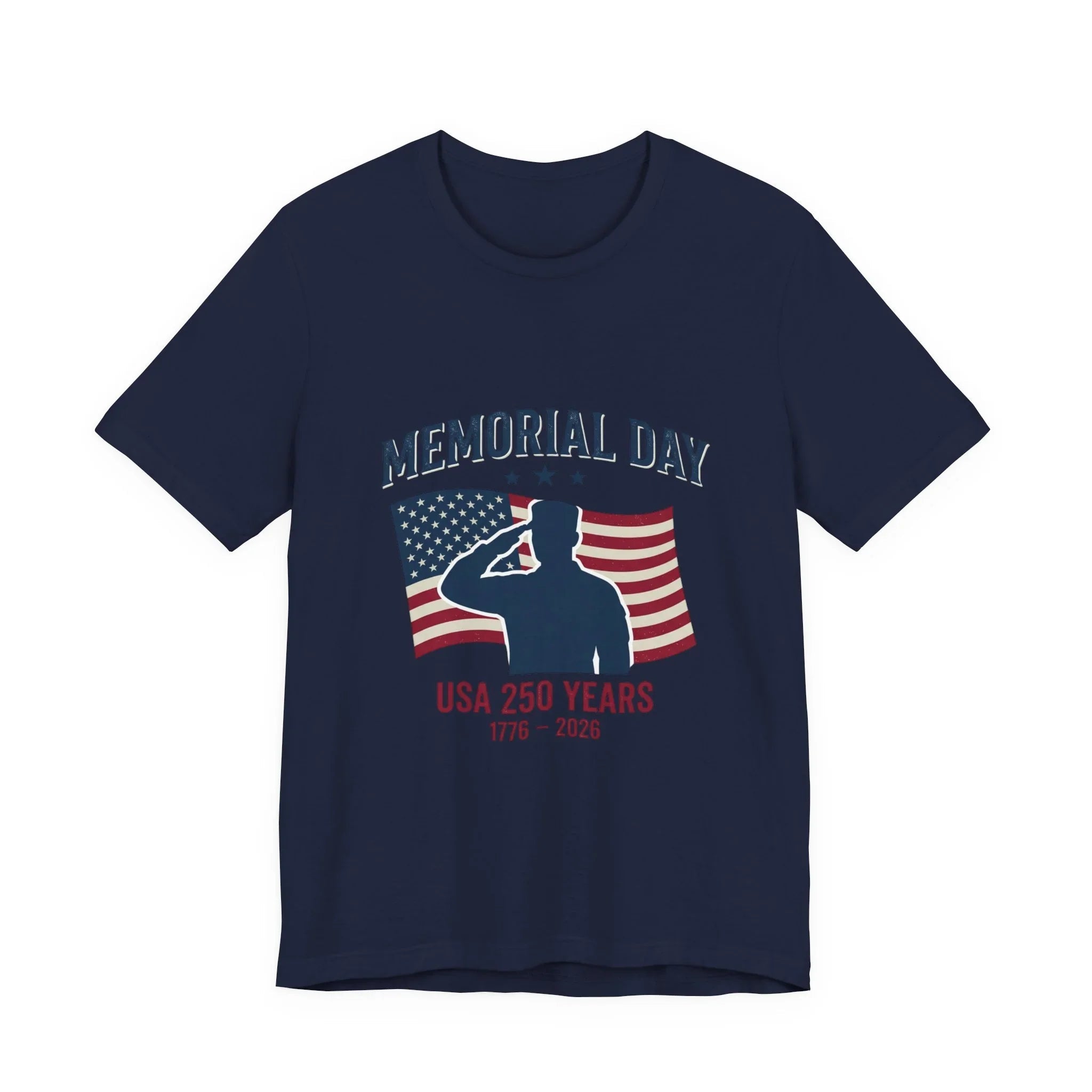 USA 250 Memorial Day Salute T-Shirt | Patriotic Flag Tribute Printify