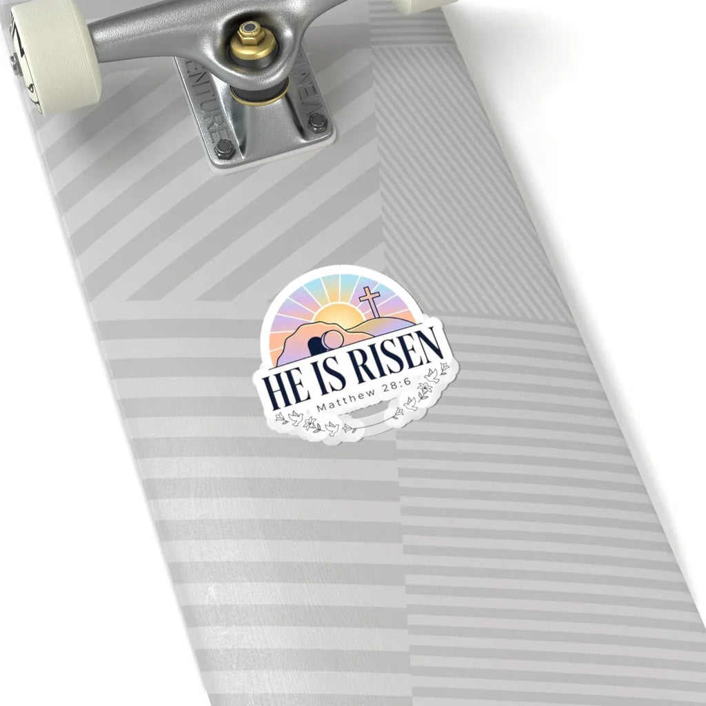 He Is Risen Sticker | Christian Easter, Matthew 28:6, Resurrection Vinyl Printify