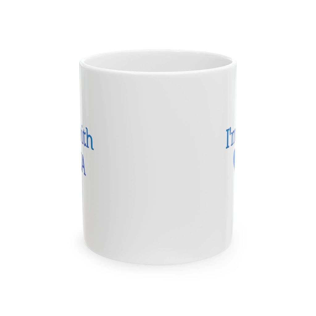 Mug en céramique AI — "Je suis avec l'IA" Cœur bleu et texte Tasse à café (325 ml, 444 ml)