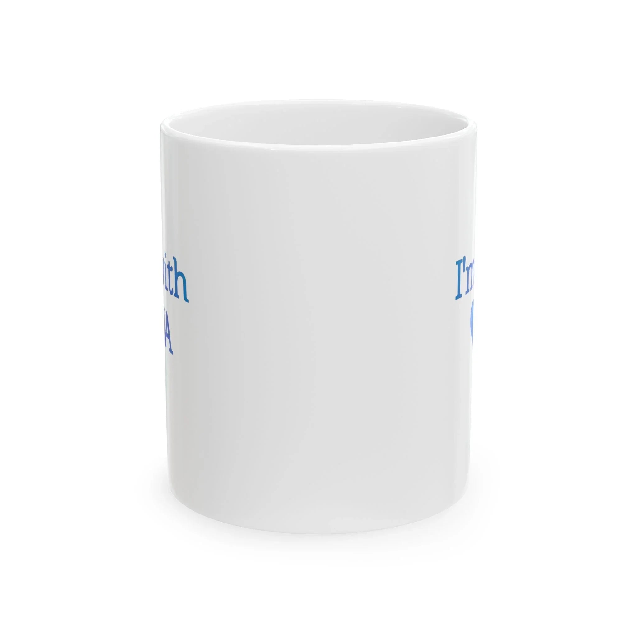 Mug en céramique AI — "Je suis avec l'IA" Cœur bleu et texte Tasse à café (325 ml, 444 ml)