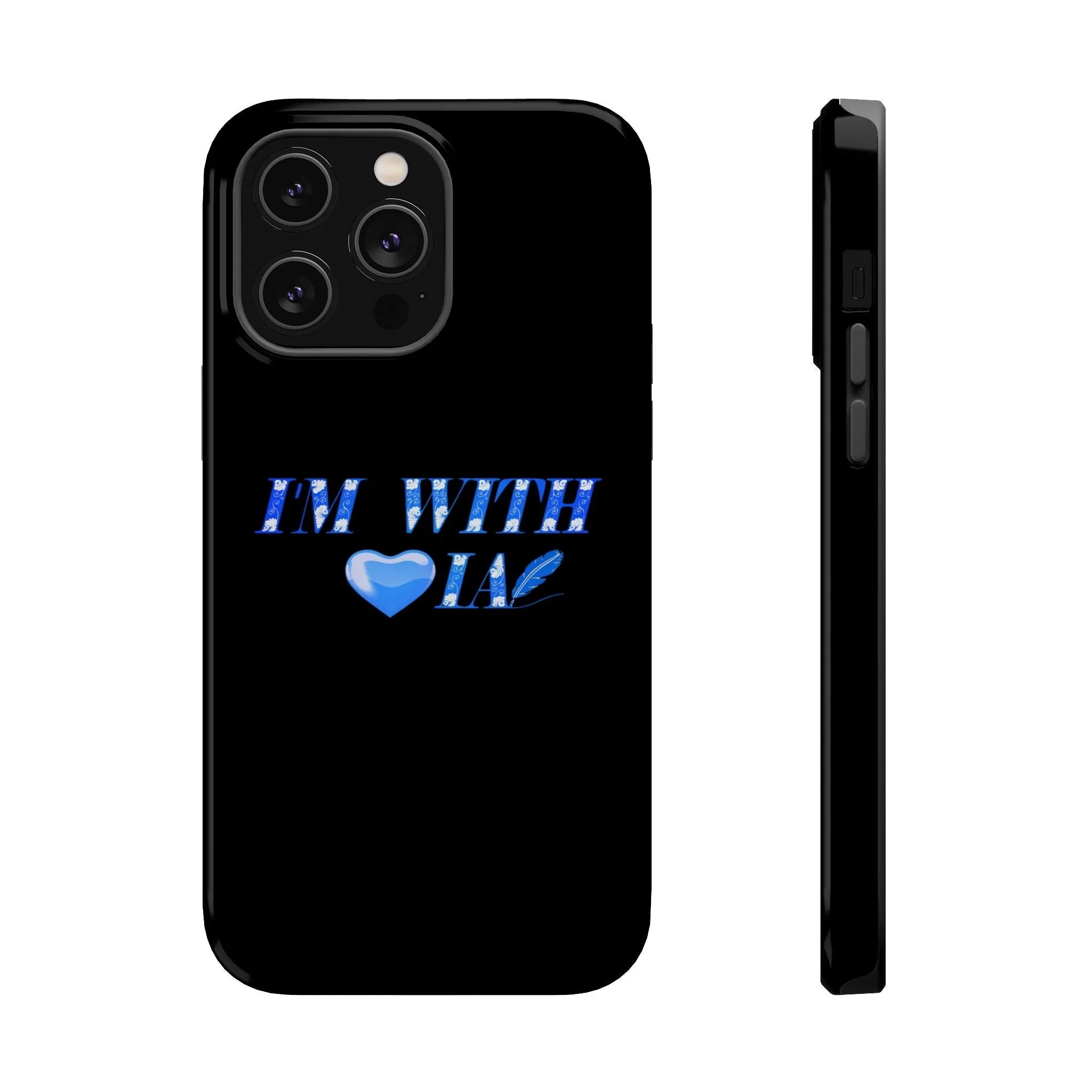 AI Phone Case — "I'm With IA" Blue Heart Magnetic Impact-Resistant Case