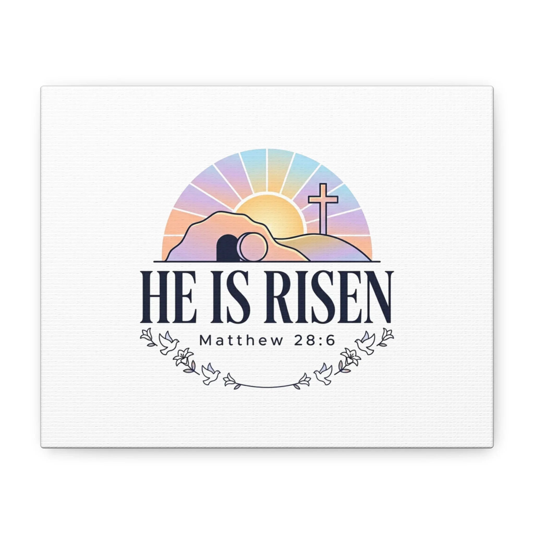 He Is Risen Canvas | Christian Easter Wall Art, Matthew 28:6, Resurrection Decor Printify