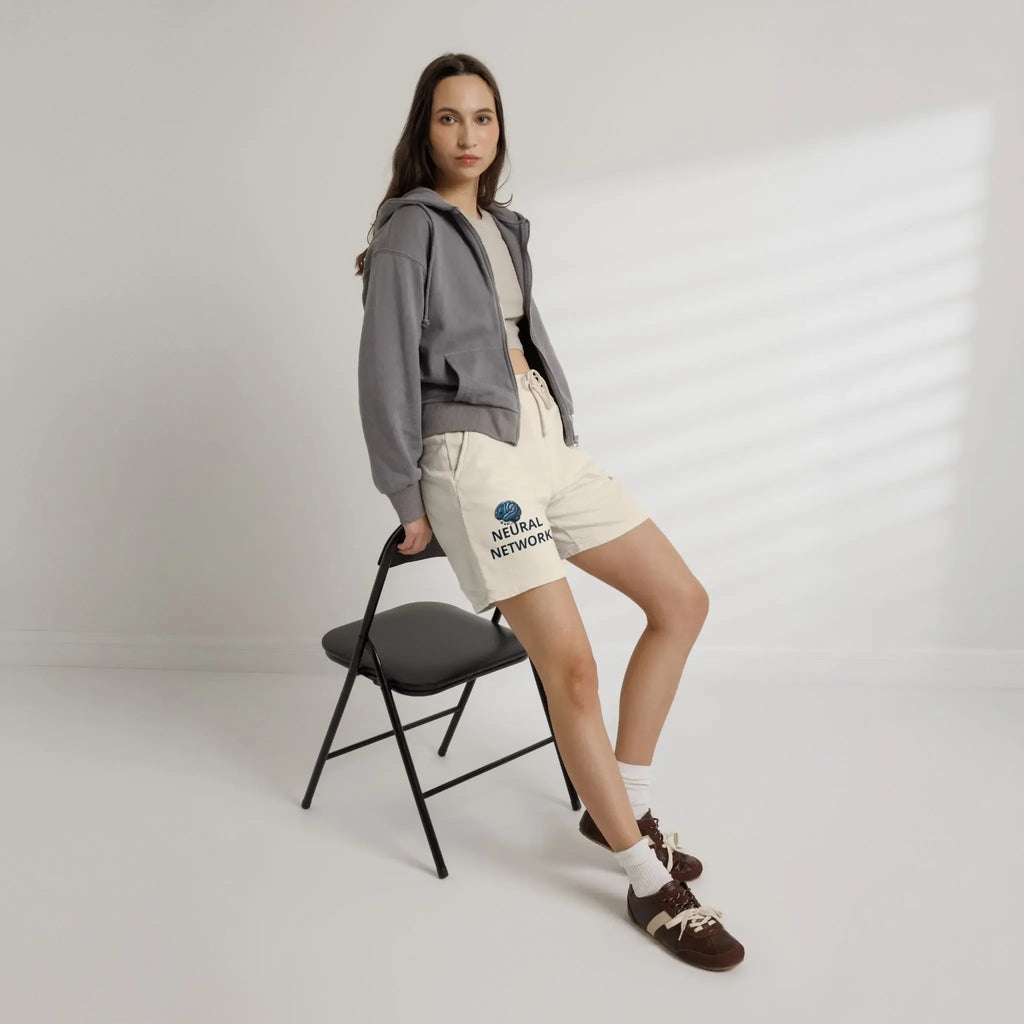 Shorts de jogging en polaire Neural Network — shorts détente avec motif cerveau tech Printify