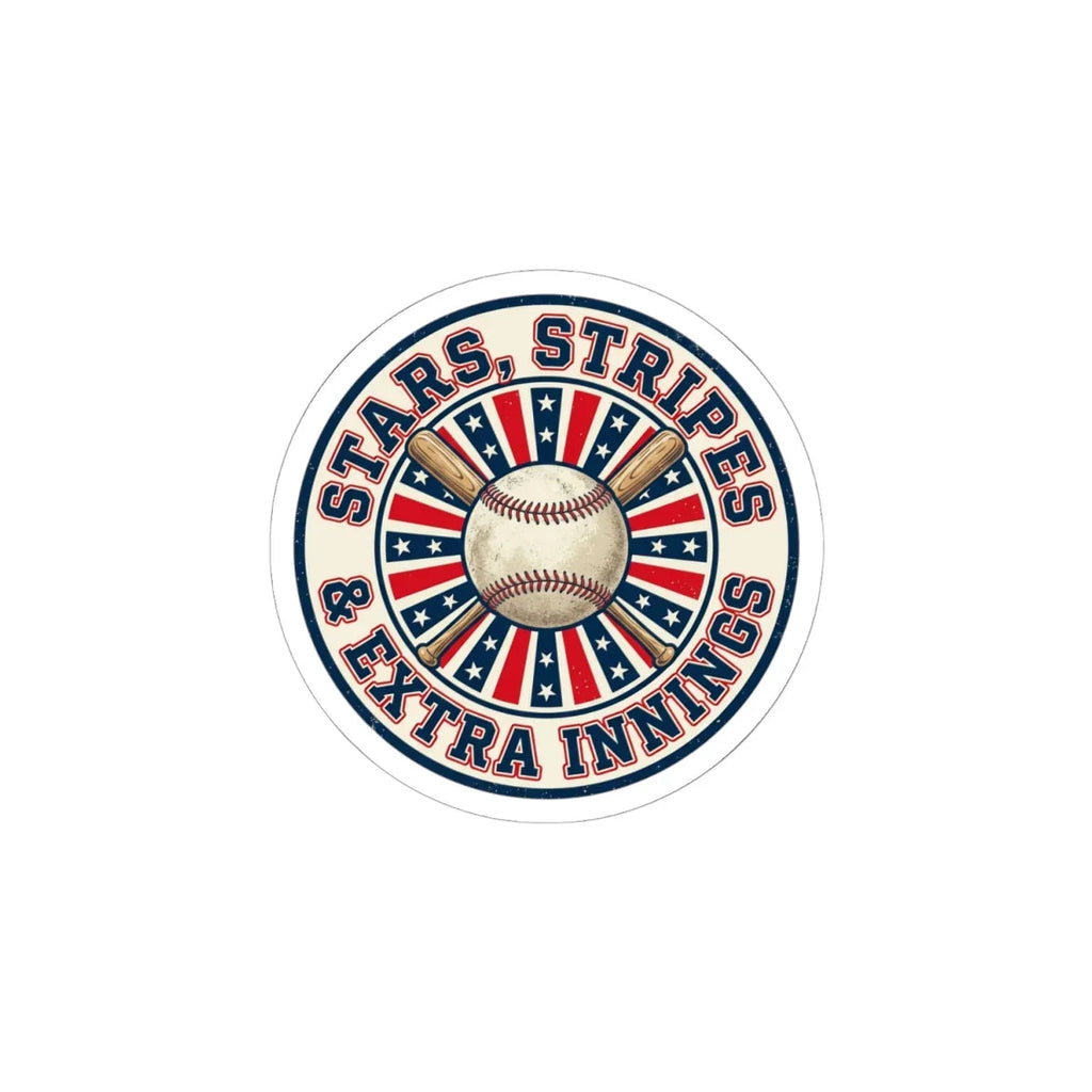 Stars Stripes Extra Innings Sticker | Vintage Patriotic Baseball Graphic Printify