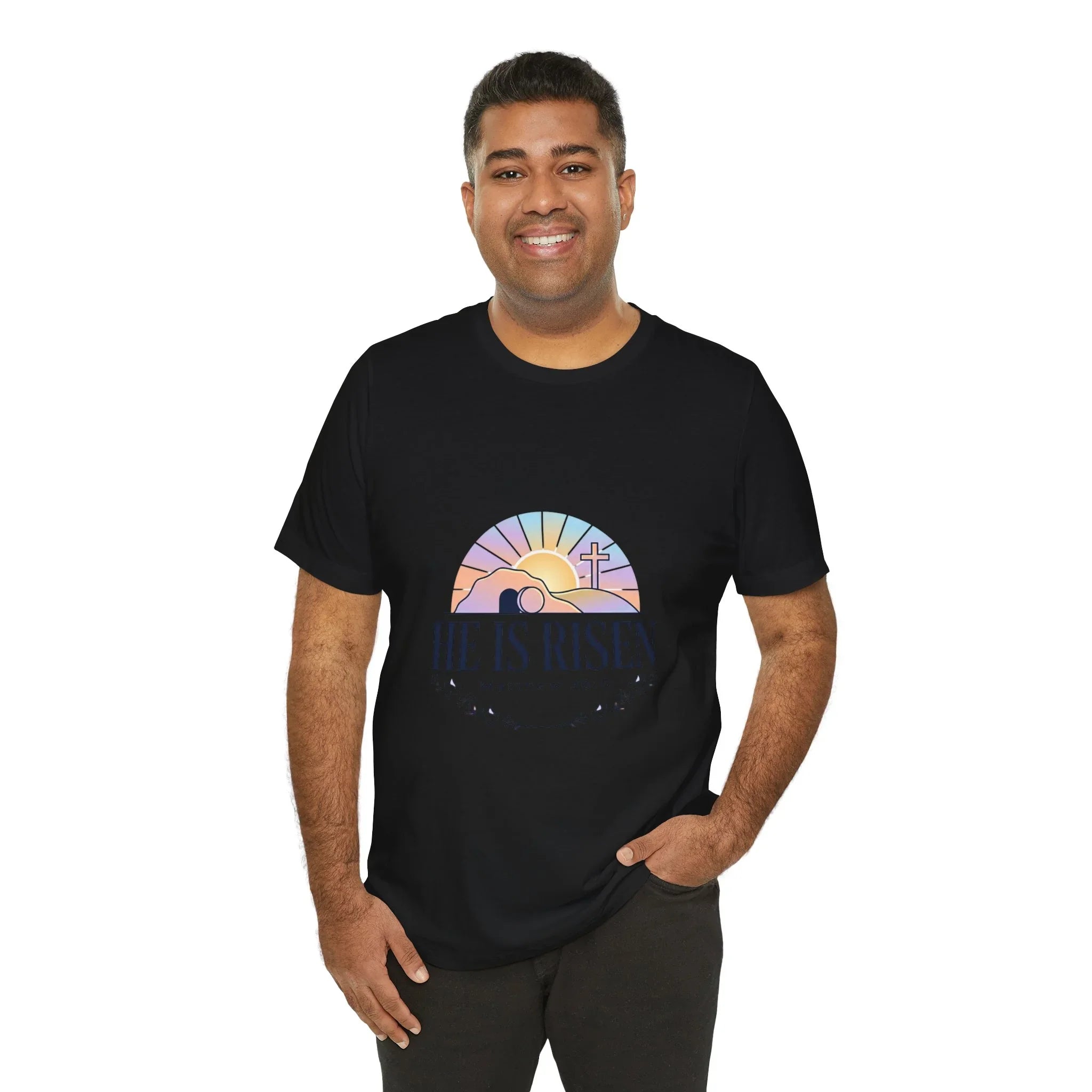 He Is Risen Tee | Easter shirt, Christian apparel, resurrection scripture shirt Printify