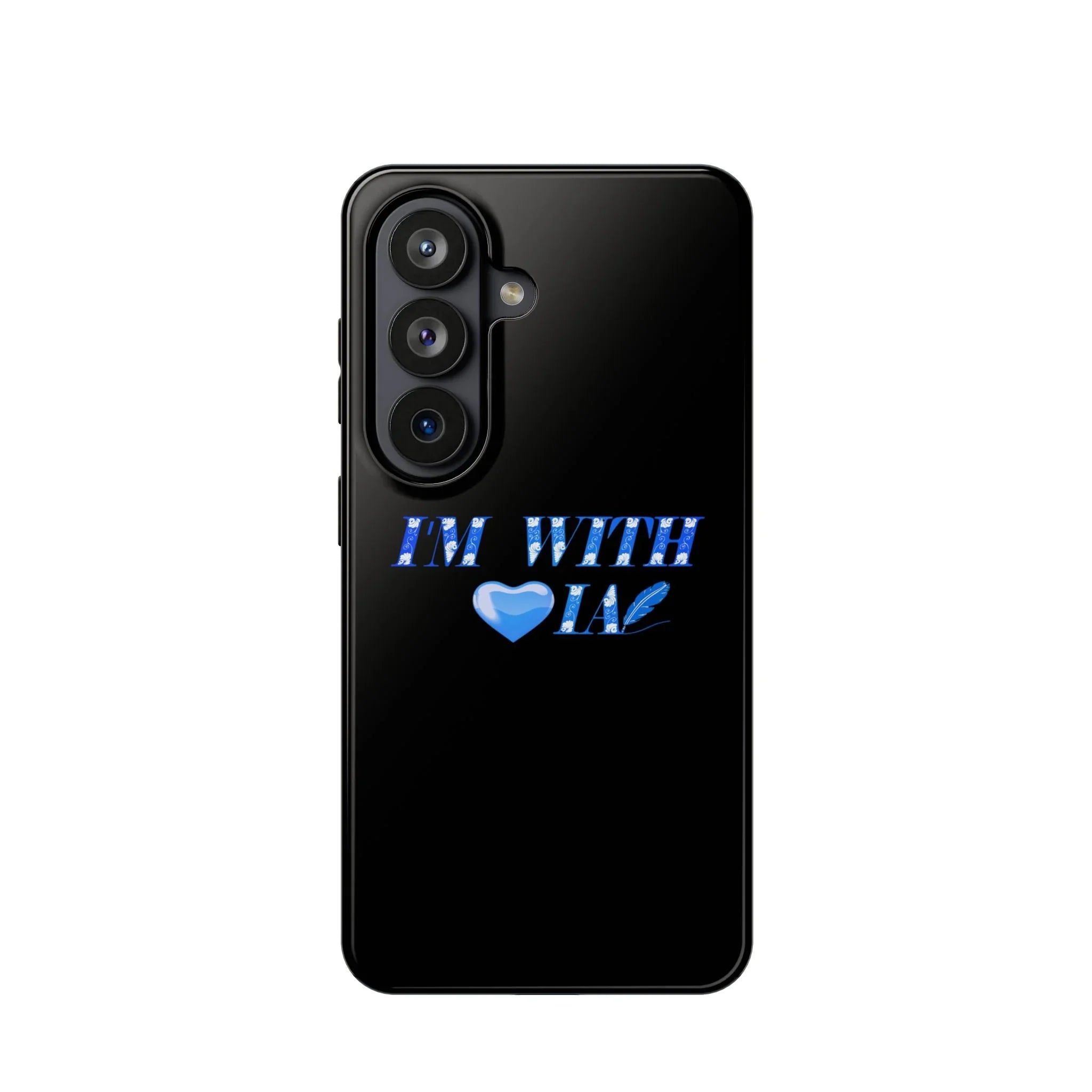 AI Phone Case — "I'm With IA" Blue Heart Magnetic Impact-Resistant Case Printify