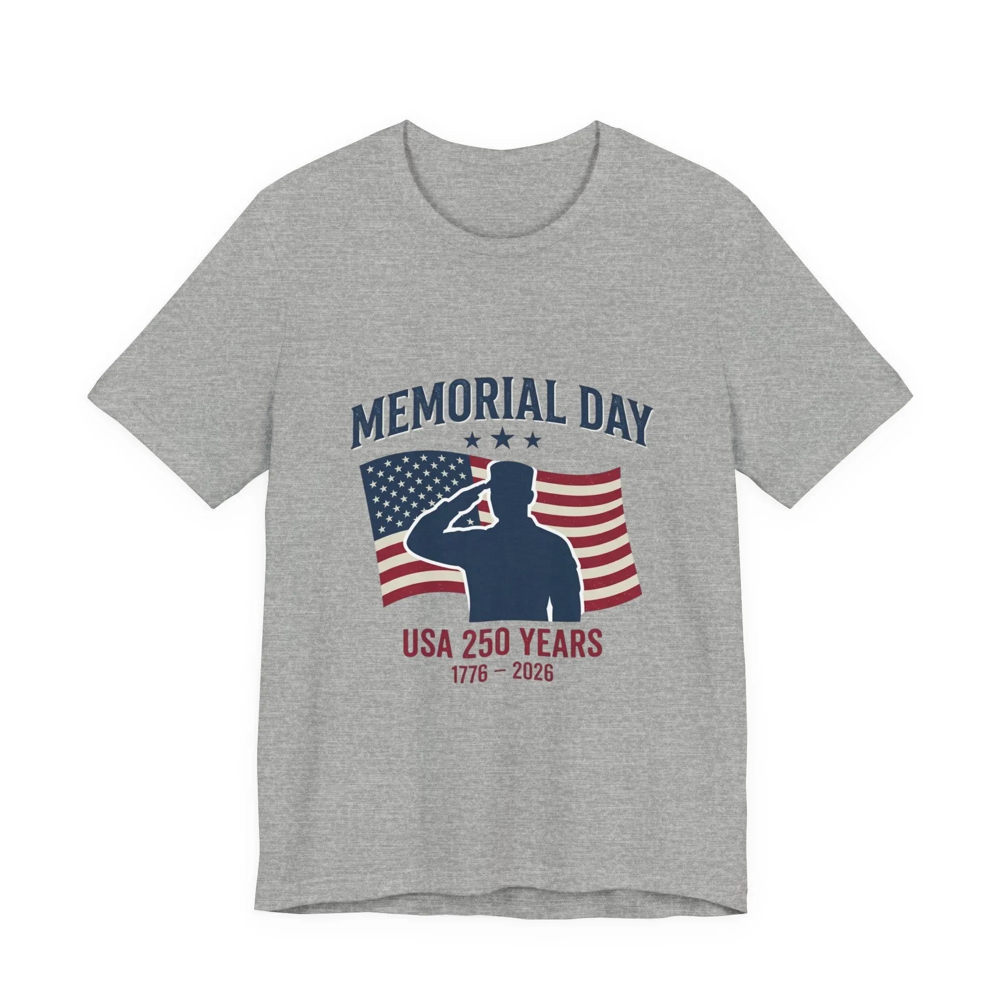 USA 250 Memorial Day Salute T-Shirt | Patriotic Flag Tribute Printify