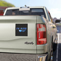 Car Magnet — "I'M WITH IA" Artistic Blue Heart Vehicle Sticker Design Printify