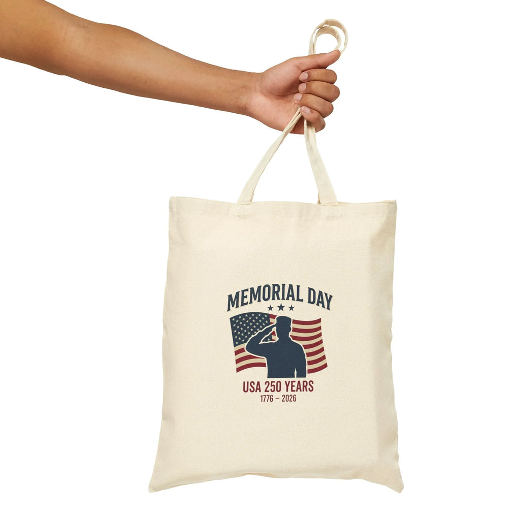 Memorial Day USA 250 Tote, Vintage Distressed Americana, Red White Blue Canvas Printify