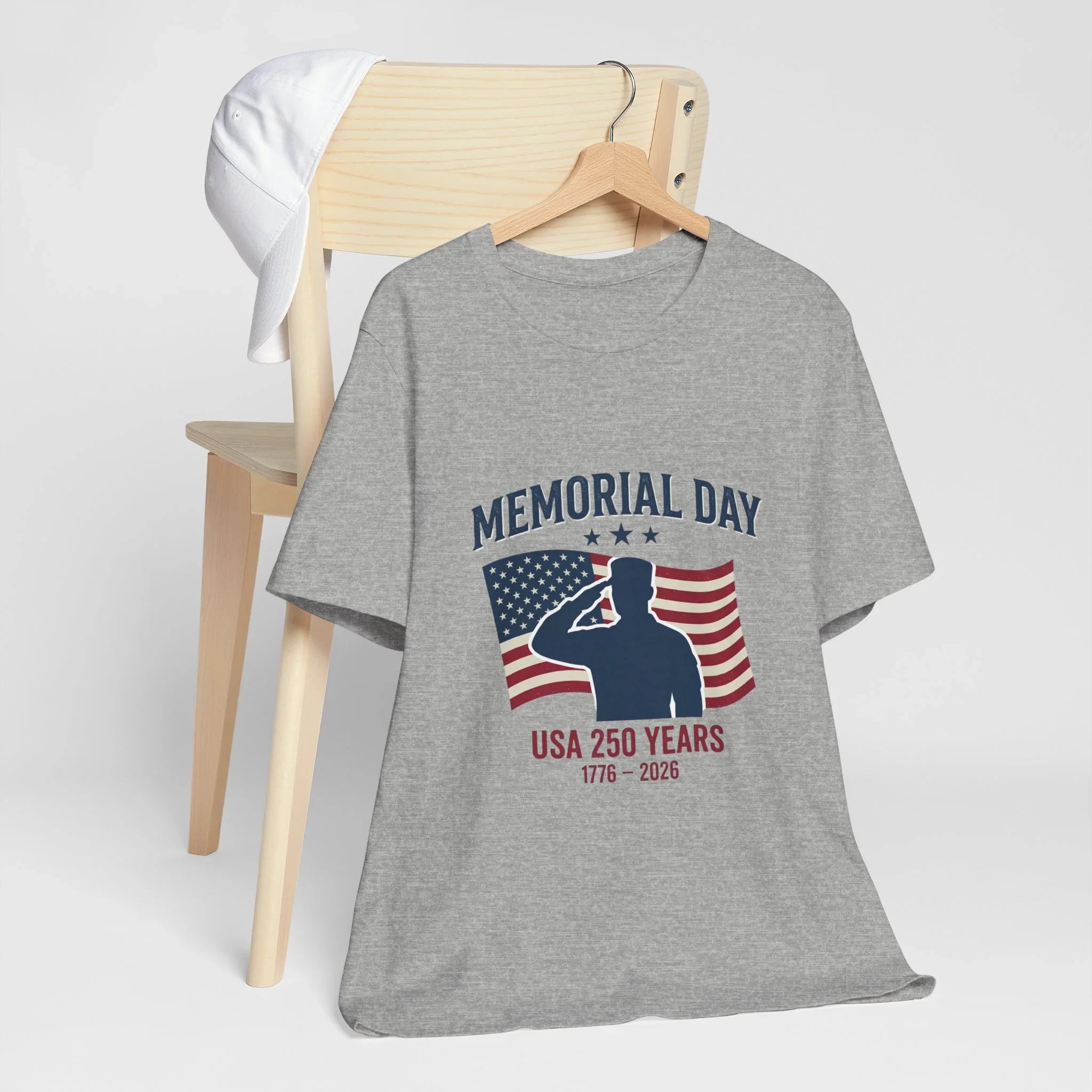 USA 250 Memorial Day Salute T-Shirt | Patriotic Flag Tribute Printify