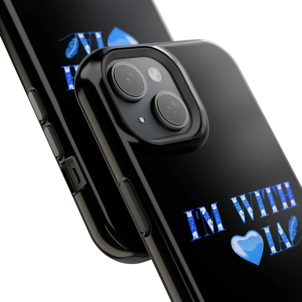 AI Phone Case — "I'm With IA" Blue Heart Magnetic Impact-Resistant Case Printify